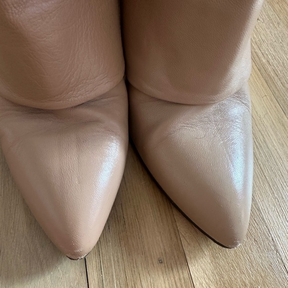 Revolve Toral Berta Booties in Sand Cream Leather Foldover Heeled Boots - Picture 12 of 14